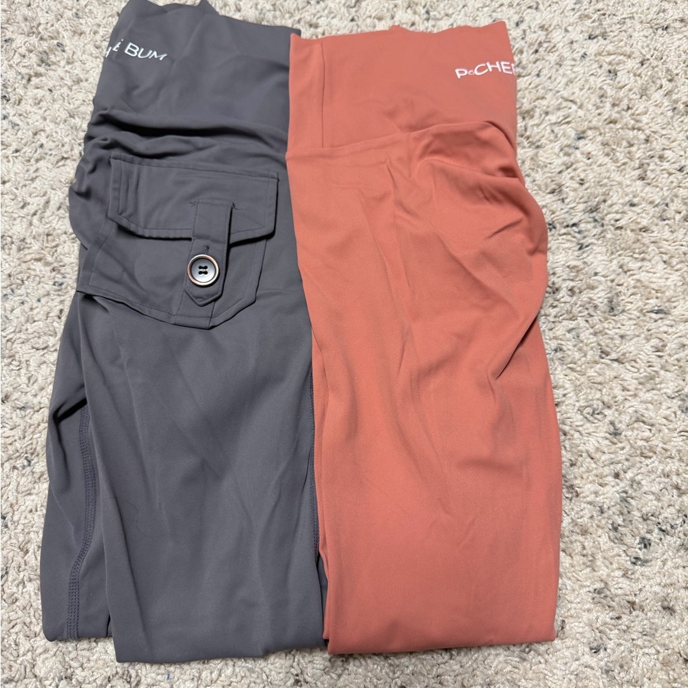 Pcheebum Scrunch Leggings - Charcoal Gray & Terracotta Leggings